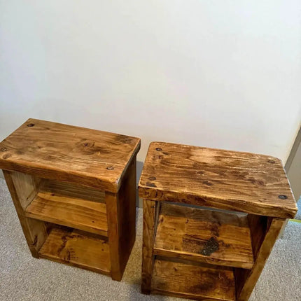 Handmade Rustic Bedside Table Pair My Store