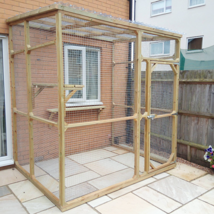 Handmade Wooden Catio with Outdoor Waterproof RGB Lighting - Custom Built for Happy Cats! Central Handmade Crafts