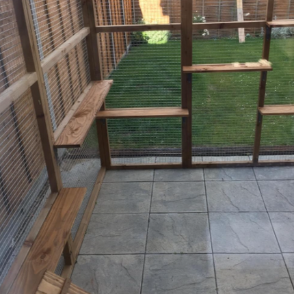 Handmade Wooden Catio with Outdoor Waterproof RGB Lighting - Custom Built for Happy Cats! Central Handmade Crafts