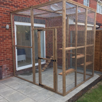 Handmade Wooden Catio with Outdoor Waterproof RGB Lighting - Custom Built for Happy Cats! Central Handmade Crafts